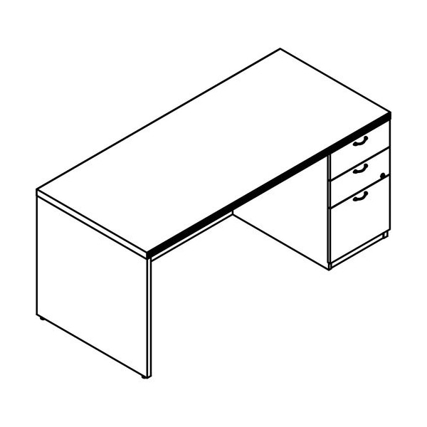 Groupe Lacasse Desk, Right Single Ped, BBF, 66inWx30inDx29-1/2inH, Niagara LAS72DS3066UFA - main